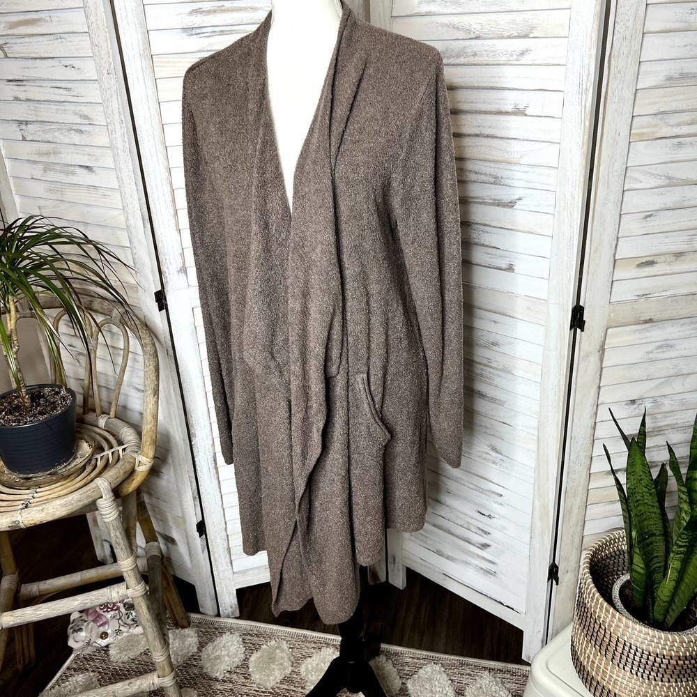 BAREFOOT DREAMS Women's 903 Calypso Cardigan Sweater Cozychic Lite Taupe Medium - Picture 6 of 12